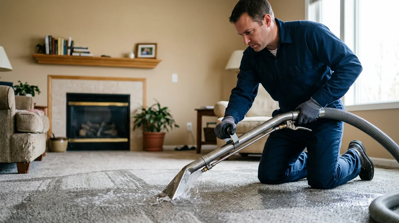 Water damage restoration technician working near Essex, MO